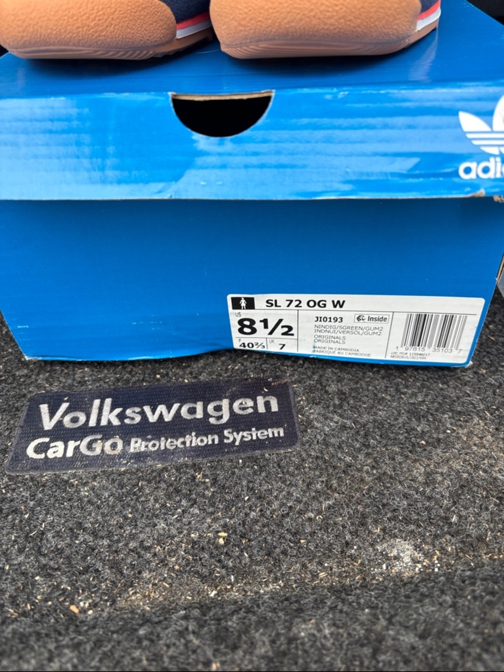 adidas Navy Suede Sneakers with Neon Green Stripes - Picture 2 of 2